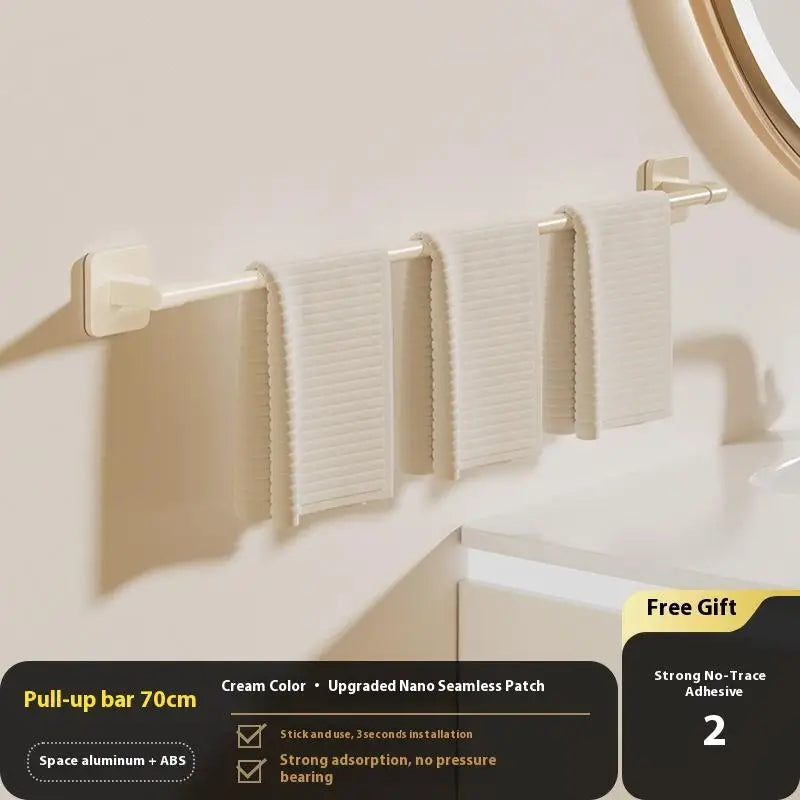 Bathroom Storage Rack Towel Organizer Wall-mounted Shelf Two Layer Qme One Layer White70cm