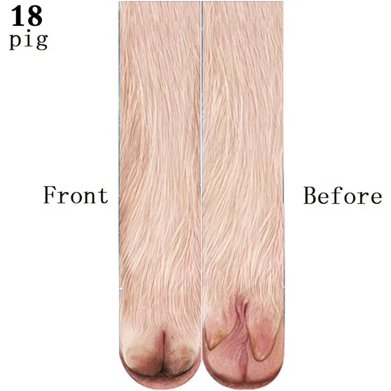 Funny Animal Paw Socks Cat Tiger Leg Toe Men Women Party Outdoor Qme style18 One Size