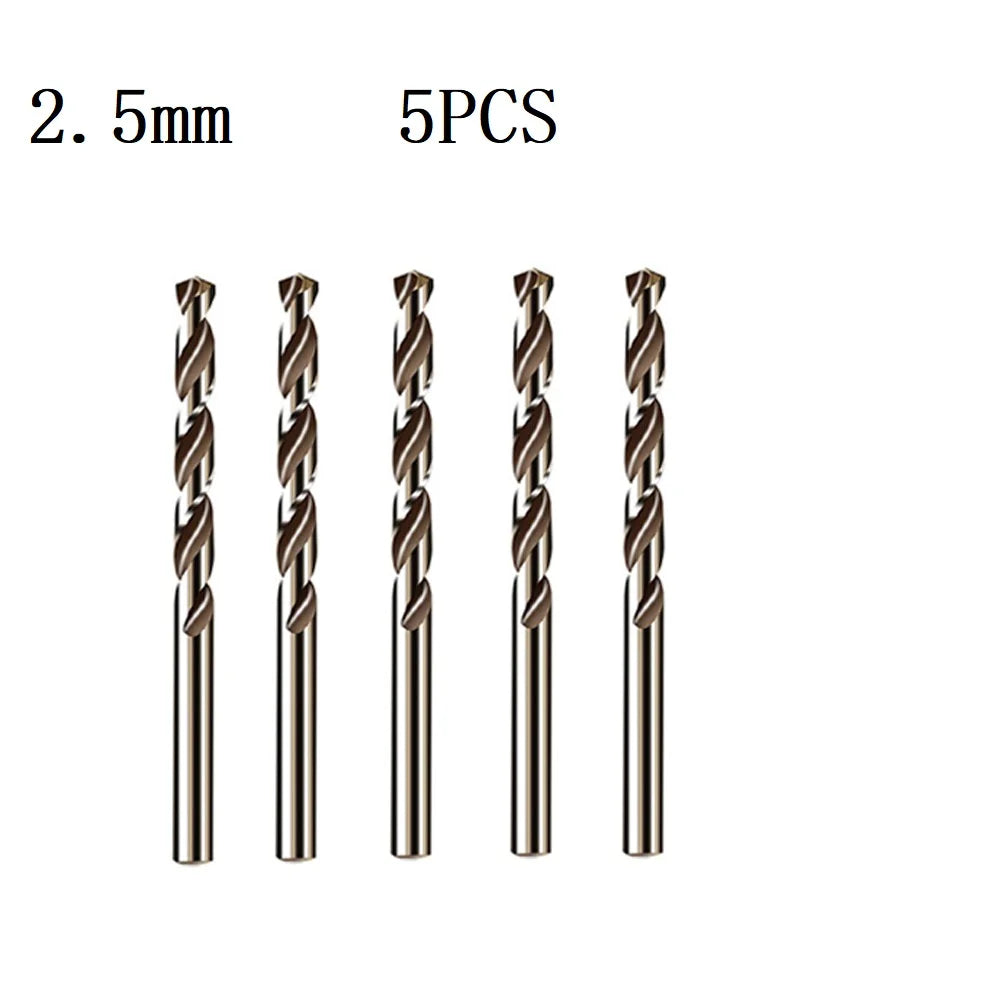 5pcs M35 Cobalt Drill Bit Set 1mm 1.5mm 2mm 2.5mm 3mm 3.5mm 4mm Drill Bits For Stainless Steel Hard Metal Wood Hole Cutter Qme 2.5mm 5PCS