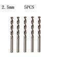 5pcs M35 Cobalt Drill Bit Set 1mm 1.5mm 2mm 2.5mm 3mm 3.5mm 4mm Drill Bits For Stainless Steel Hard Metal Wood Hole Cutter Qme 2.5mm 5PCS