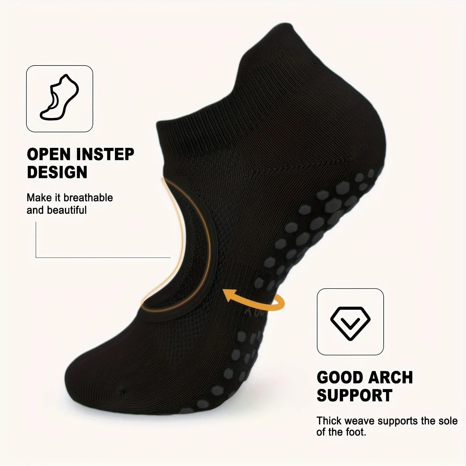 2 Pairs Women'S Non-Slip Pilates Yoga Socks - Open Toe with Arch Support, Breathable for Exercise, Ballet, Textured Grip Bottom Qme
