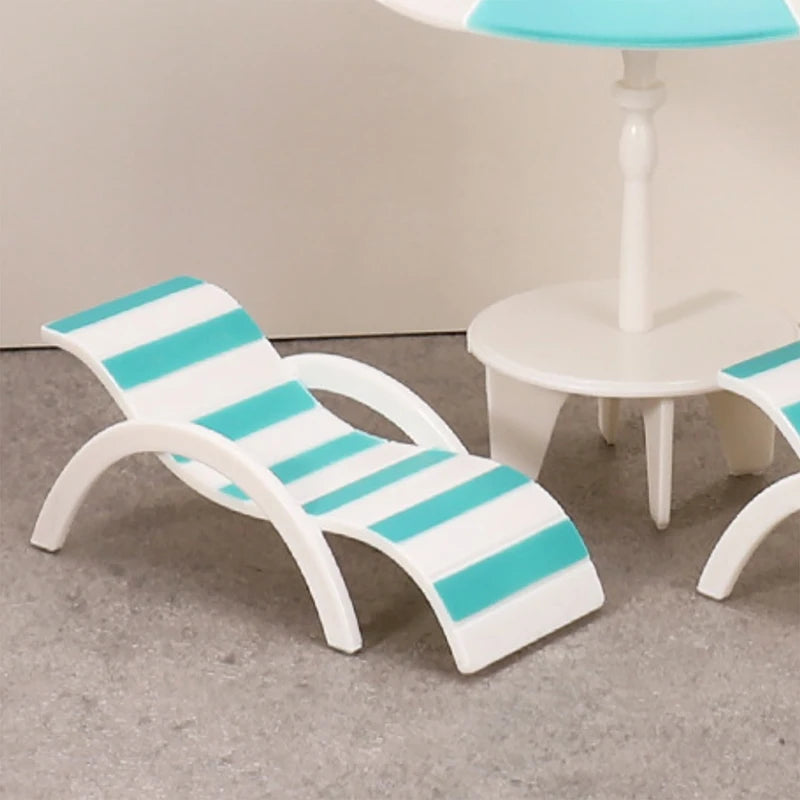 Mini Sun Umbrella Double Beach Chair Miniature Handicrafts Toy House Qme