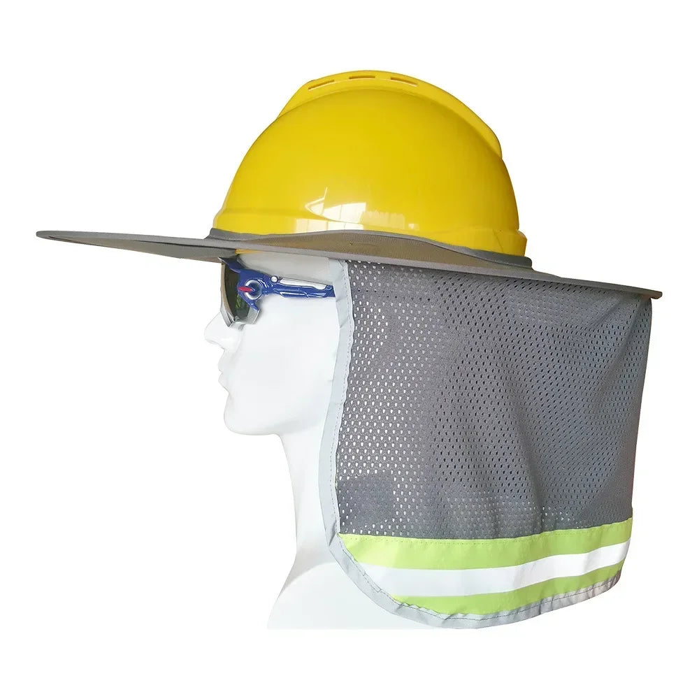 Summer Hard Hat Sun Shade, Reflective Protection Helmet Neck Shield for Construction Workers to Prevent Sunburn Qme Grey Without safetyhelmet