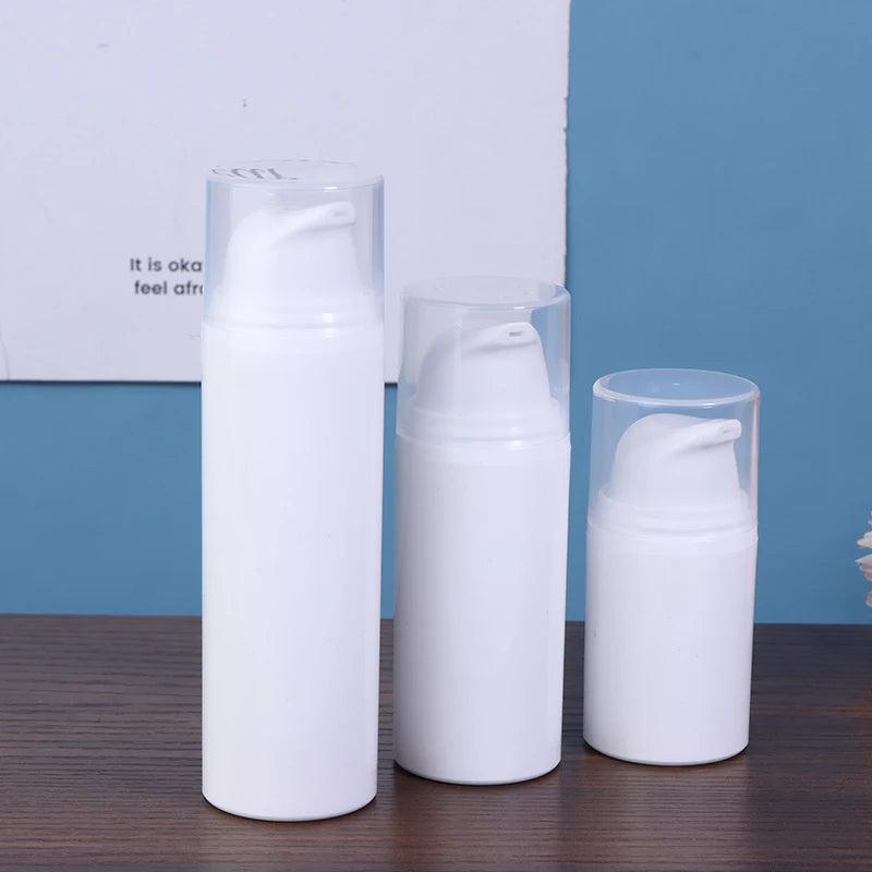 Refillable White Plastic Airless Pump Bottles Cream Emulsion Lotion Qme