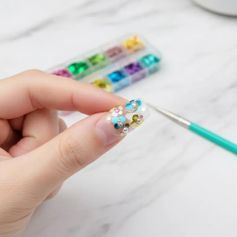 12 Grids Mini Flower Nail Glitter Colorful Mixed Circular Sequins DIY Qme