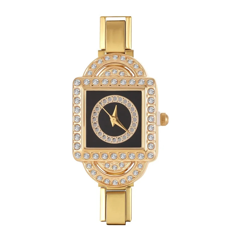 Fashion Women's Men's DIY 9mm Width Italian Elastic Charm Stainless Square Shiny Zircon Watch Bracelet Bangle For Birthday Gifts Qme Style 21