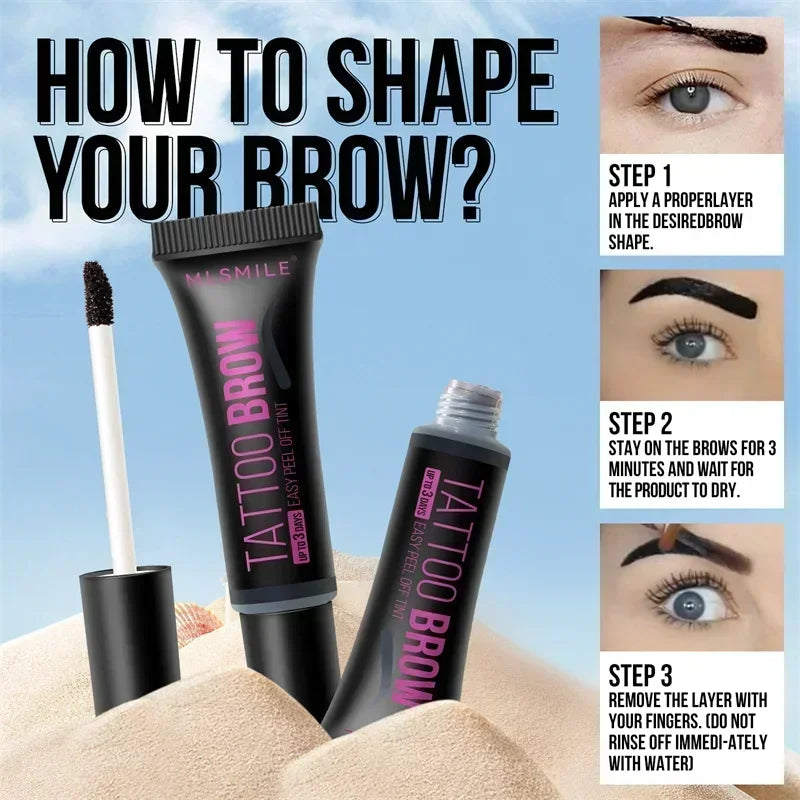 Tearing Eyebrow Gel Makeup Semi-permanent Waterproof Long Lasting Tattoo Tint Sweatproof Peel Off Dye Eyebrow Cosmetic Qme