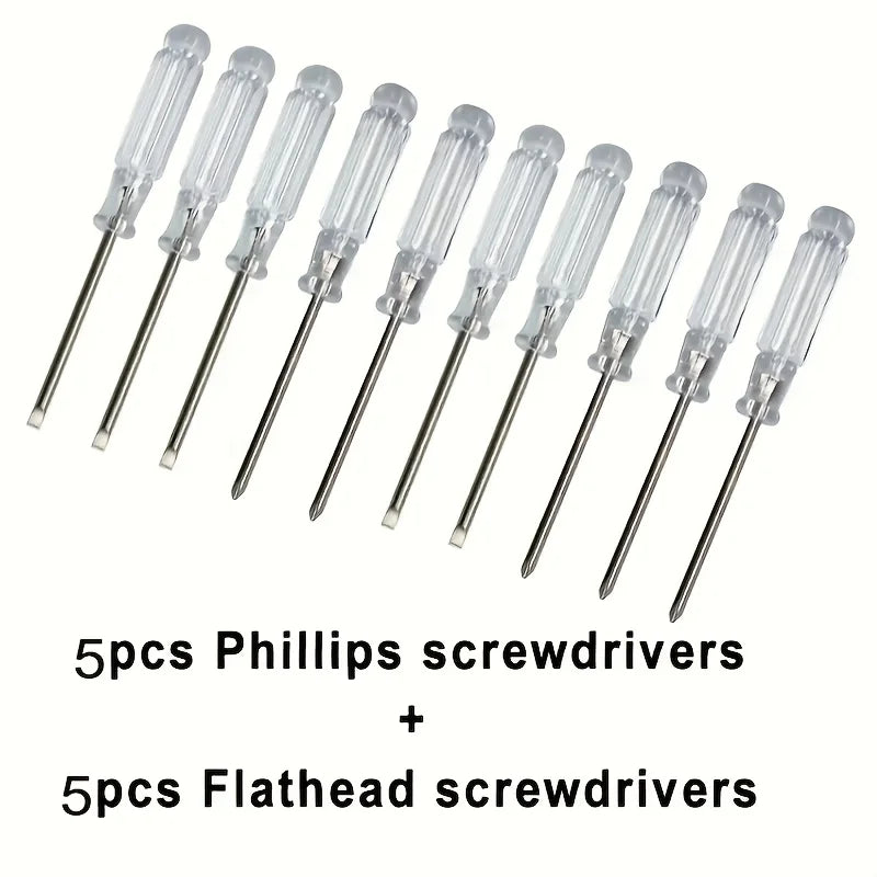 10Pcs Precision Manual Crystal Screwdriver Set - Durable Metal and Plastic for DIY, Electronics, Toys and Small Equipment Repair Qme 10pcs