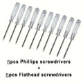10Pcs Precision Manual Crystal Screwdriver Set - Durable Metal and Plastic for DIY, Electronics, Toys and Small Equipment Repair Qme 10pcs