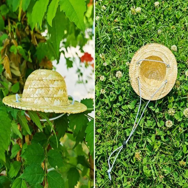 Cute Adjustable Pet Woven Hat Dog Decorative Hat Photo Prop Dog Cat Sunshade Cap Run Straw Hat For Small Dog Puppy Cat Qme