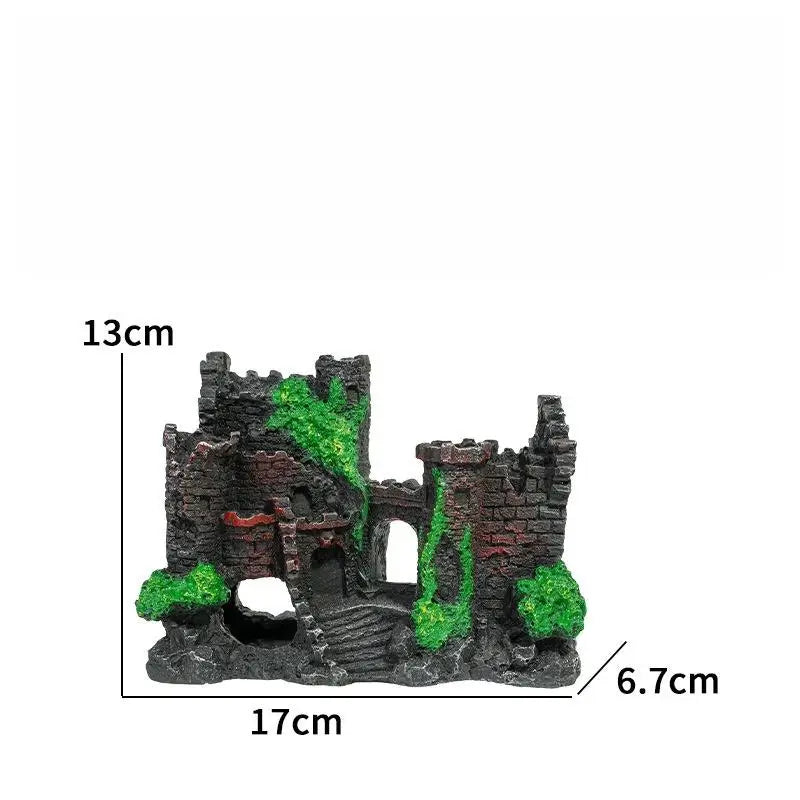 Landscaping Resin Rockery Aquarium Home Craft Creative Castle Shape Qme 17CM