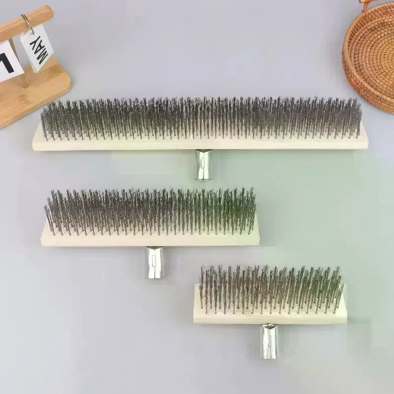 Multipurpose Steel Wire Deck Brush Head 20cm 30cm 50cm Heavy Duty Metallic Wire Brush For Patios Grime And Garage Floor Qme