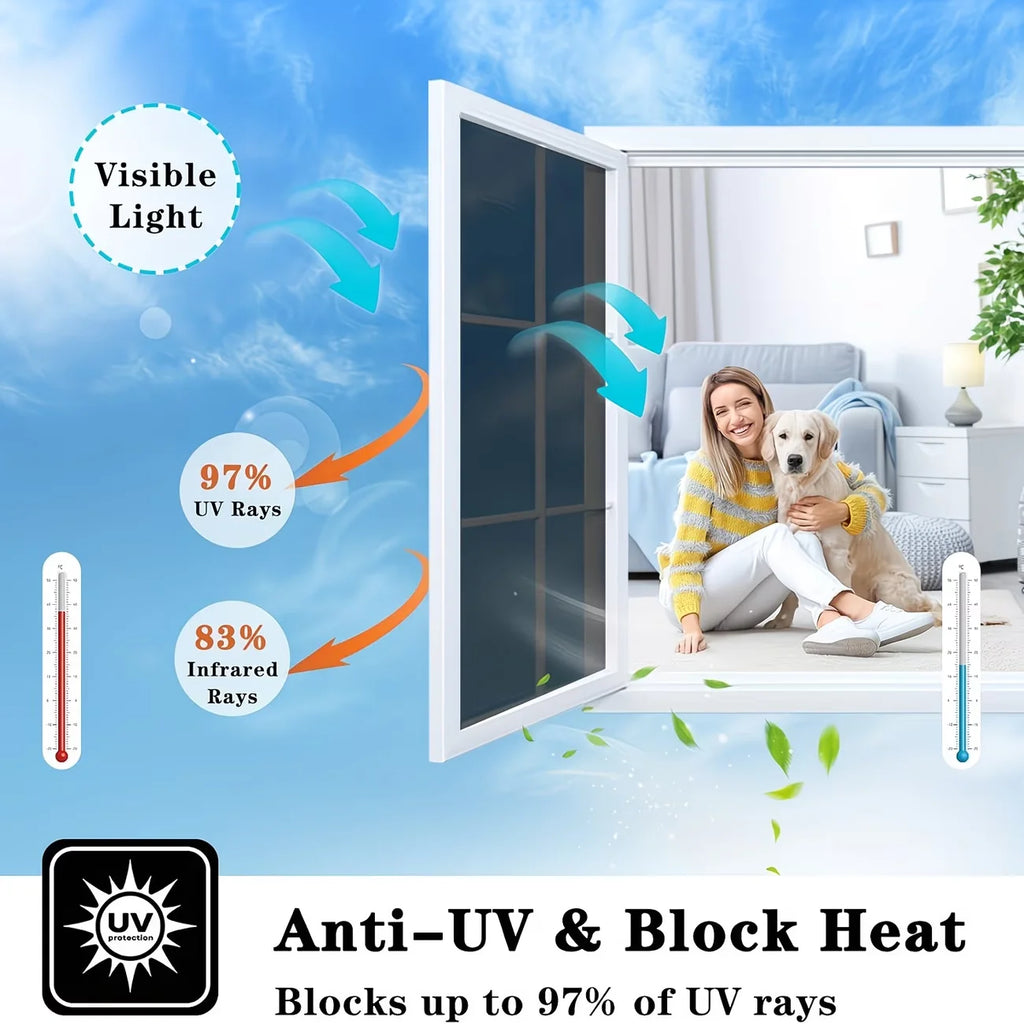 Sunscreen And Heat Insulation Film One-Way Vision Window Film Window Sunshade Glass Stickers UV Protection Solar Film. Qme