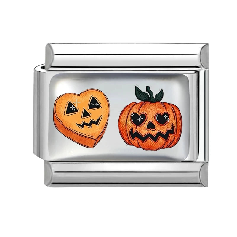 2026 Design Halloween Cherry Bow Pumpkins Ghost Italian Charm Links