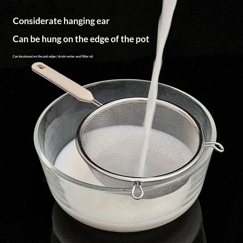 Durable Stainless Steel Residue Filter Plastic Handle Fine Mesh Qme