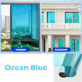 Double Sided Perspective Film Privacy Sunshade UV Resistant Glass Sticker Bedroom Living Room Window Decoration Film Qme blue 40x200cm