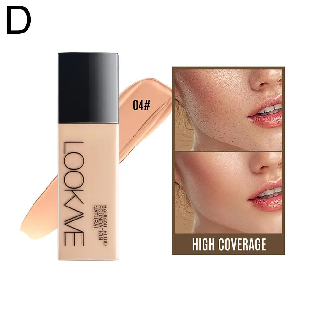 LOOKAVE Liquid Foundation Long Lasting Full Coverage Natural Matte Liquid Foundation Moisturizing Concealer CC Cream Base Makeup Qme 04 CN