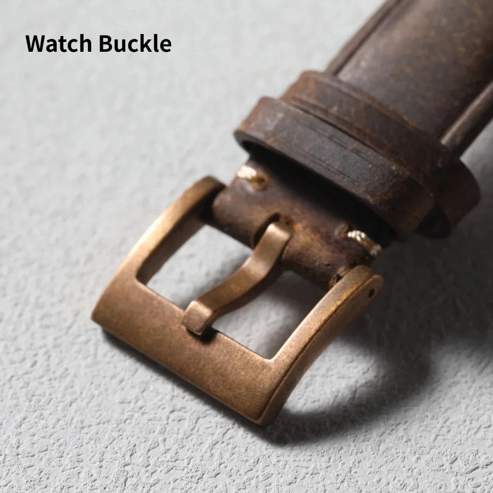 High-end Bronze Buckle 18MM 20MM Vintage Leather Rubber Strap Buckle, Pure Bronze, Vintage Style Strap Buckle Accessories Qme