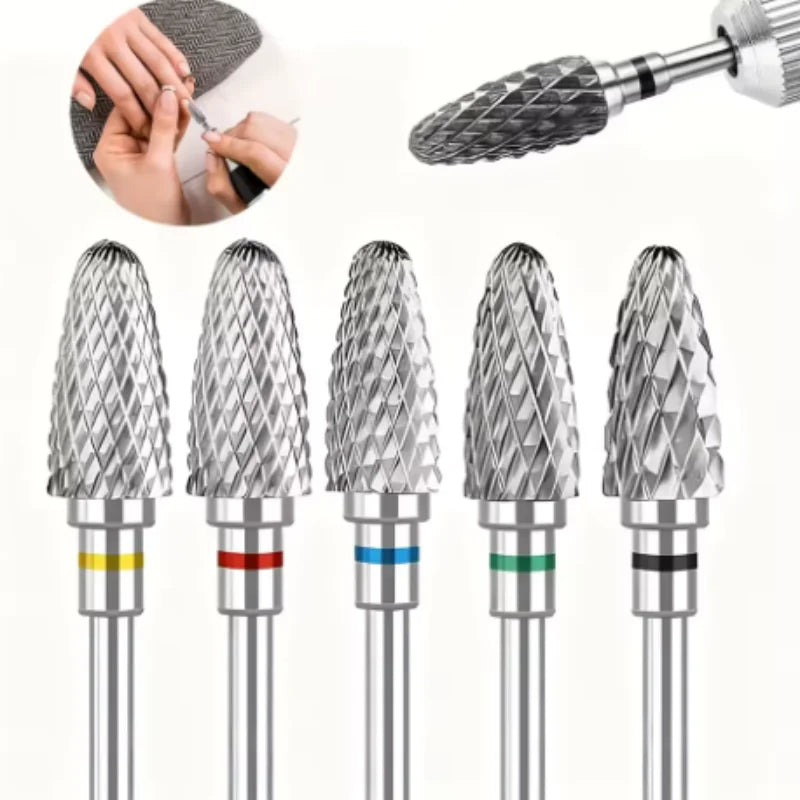 Tungsten Steel for nail Drill Bit Spiral Pattern for nail Buffing Head for Nail Buffing Polishing nail Gel Removal Safe Material Qme