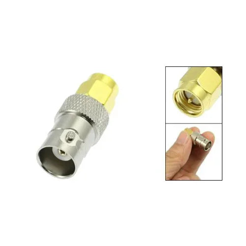 Hot New Gold Tone Metal SMA Male to Silver Tone BNC Female Connector Adapter Qme 10pcs