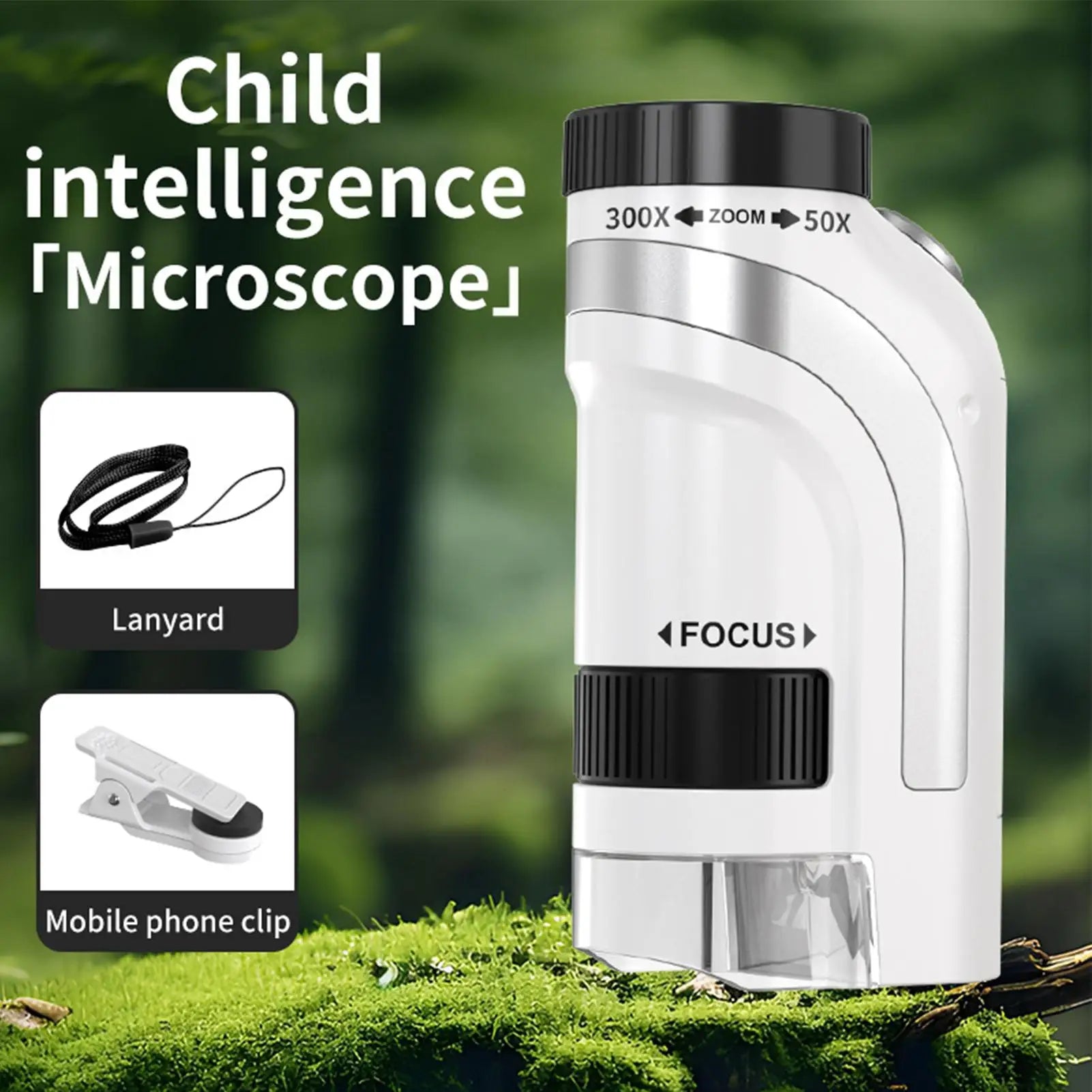 Kids Microscope Handheld 50x-300x Digiscope With LED Light Pocket Hand Microscope for Kid Boys Girls Christmas New Year Birthday Qme