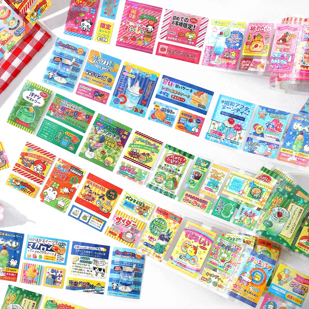 Retro Cute Y2K Masking Tape Decoration Adhesive Planner Handbook DIY Scrapbooking Journal Collage Japanese Stationery Stickers Qme