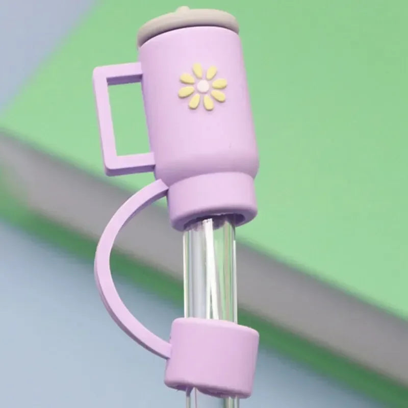 5Pcs Ins Style Cute Silicone Straw Lids Large Diameter Straw Cap Color Silicone Leakproof Plug Cold Drink Accessories Dust Cup Qme