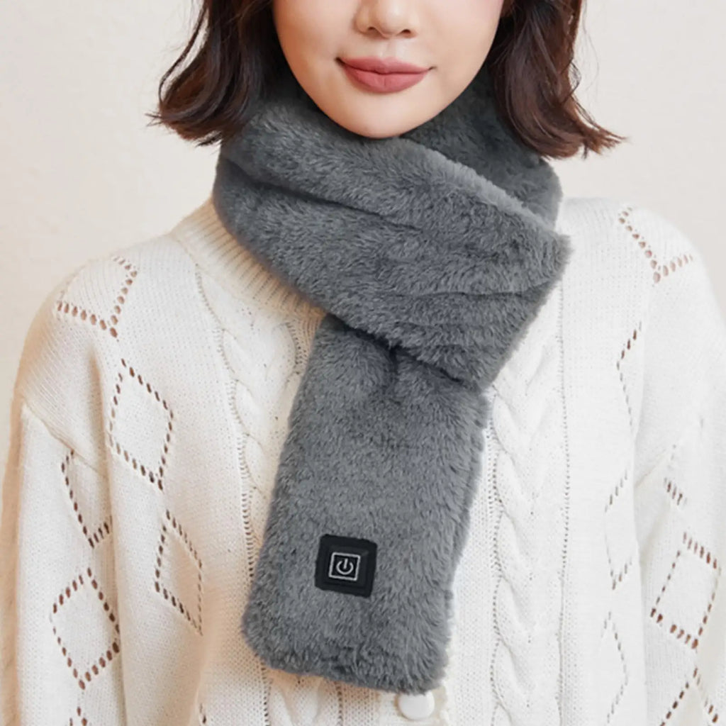 Electric Heated Scarf USB Charging Soft Heating Neck Wrap Winter Electric Scarf with 3 Temperature Settings for Women Qme