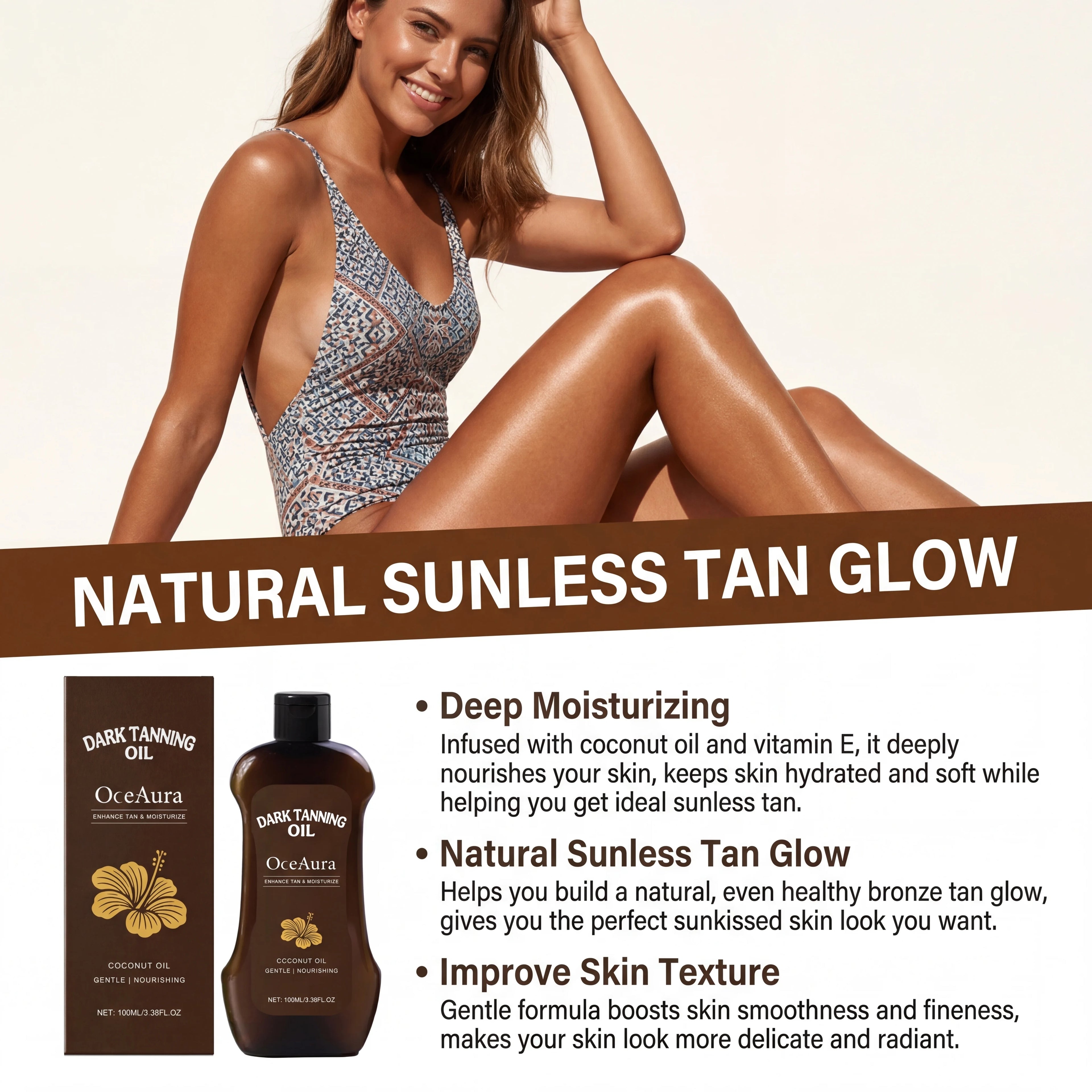 Tanning Oil Body Self Tanning Body Bronzer Darker Sun Tan Natural Glow Sunless Summer Sexy Solarium Beach Tanning Boosting Oil Qme