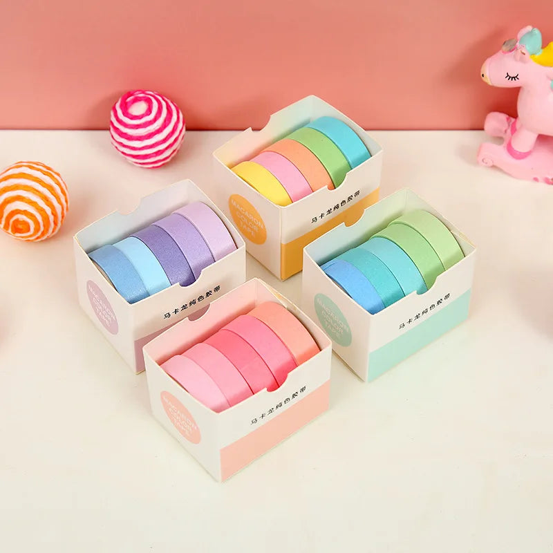 10mm*2m 5 Roll Kawaii Cartoon Washi tape Set Diy Decorative collage Diary Album Scrapbooking material Creativity Decor tape Qme