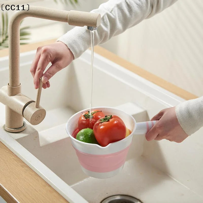 Water Scoop Collapsible Silicone Ladle Antislip Handle Pour Spout Qme