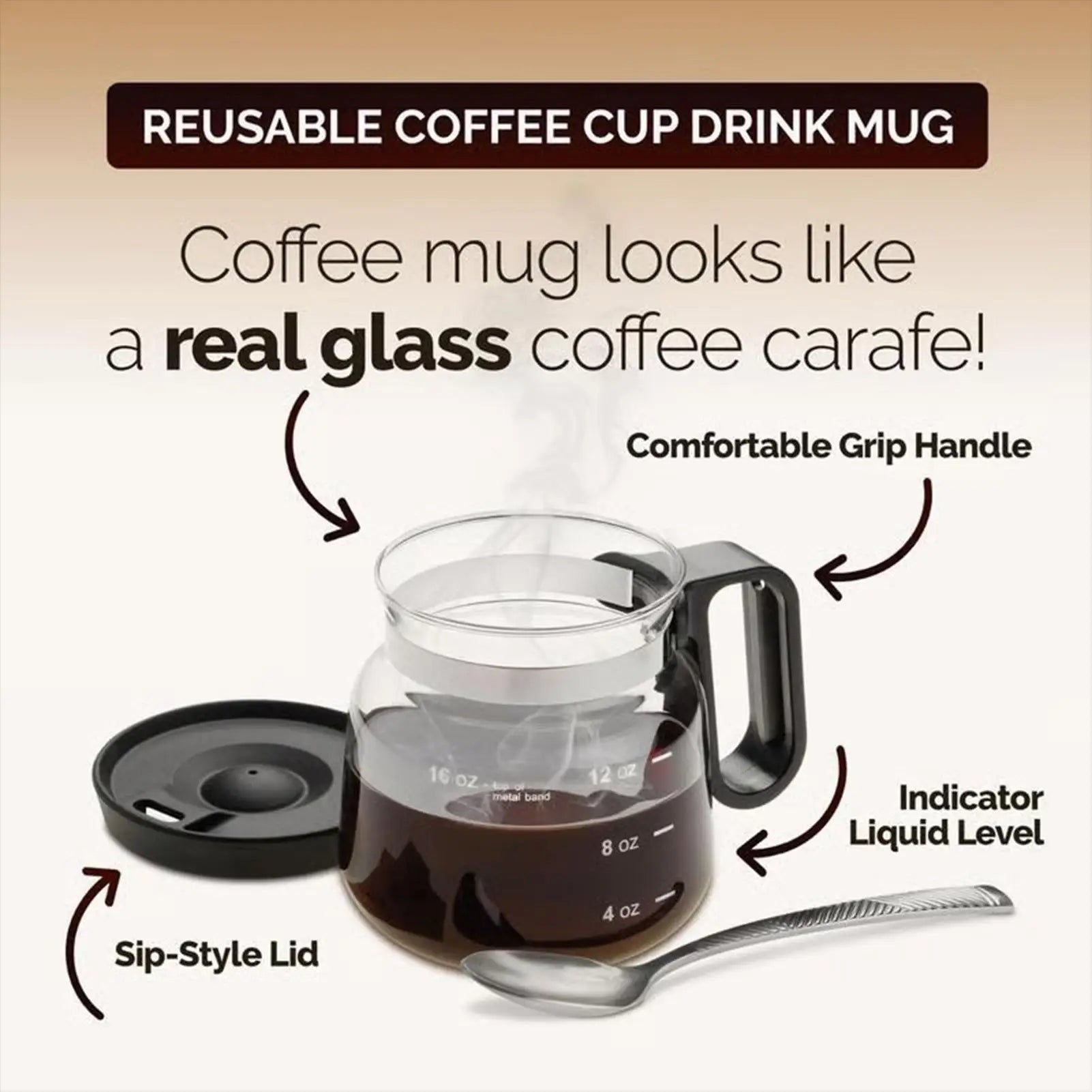 Clear Coffee Mug 16oz Travel Coffee Cup Glass Mugs Drinkware Container with Lid for Hot Cold Beverage Latte Cappuccino Tea Juice Qme