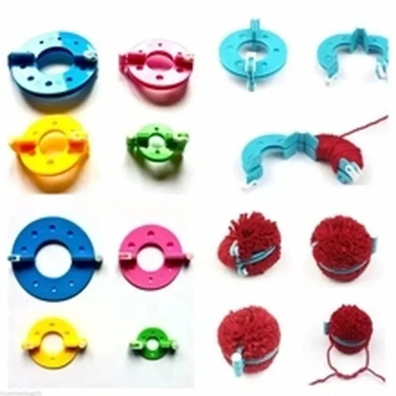 4Sizes Fluff Ball Weaver Pompom Maker Knitting Loom Kids Woolen Balls Qme