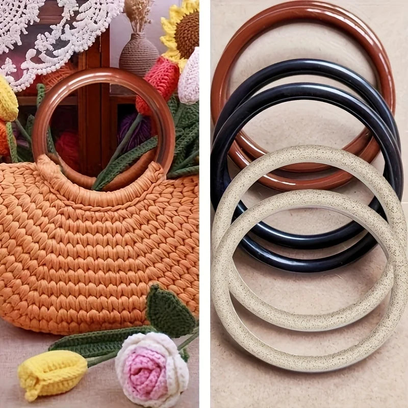 Plastic Bag Handles Perfect for DIY Handmade Bags Weaving Crochet Replacement Accessories BeachBag Tote Wallet Straw Bag Weaving Qme Black-Beige-Brown