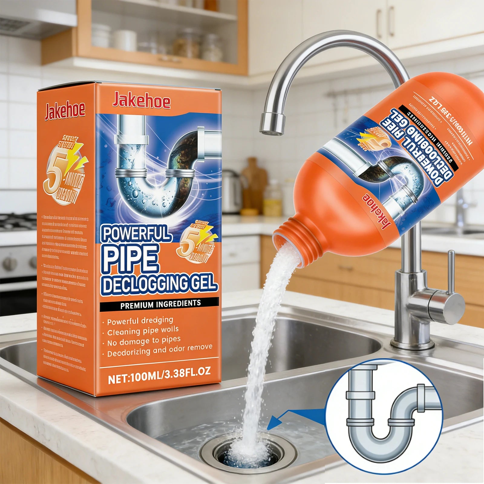 Drainage Pipeline Dredging Agent Easily Eliminating Hard Water Deposits Improves Flushing Effects Powerful Pipe Declogging Agent Qme