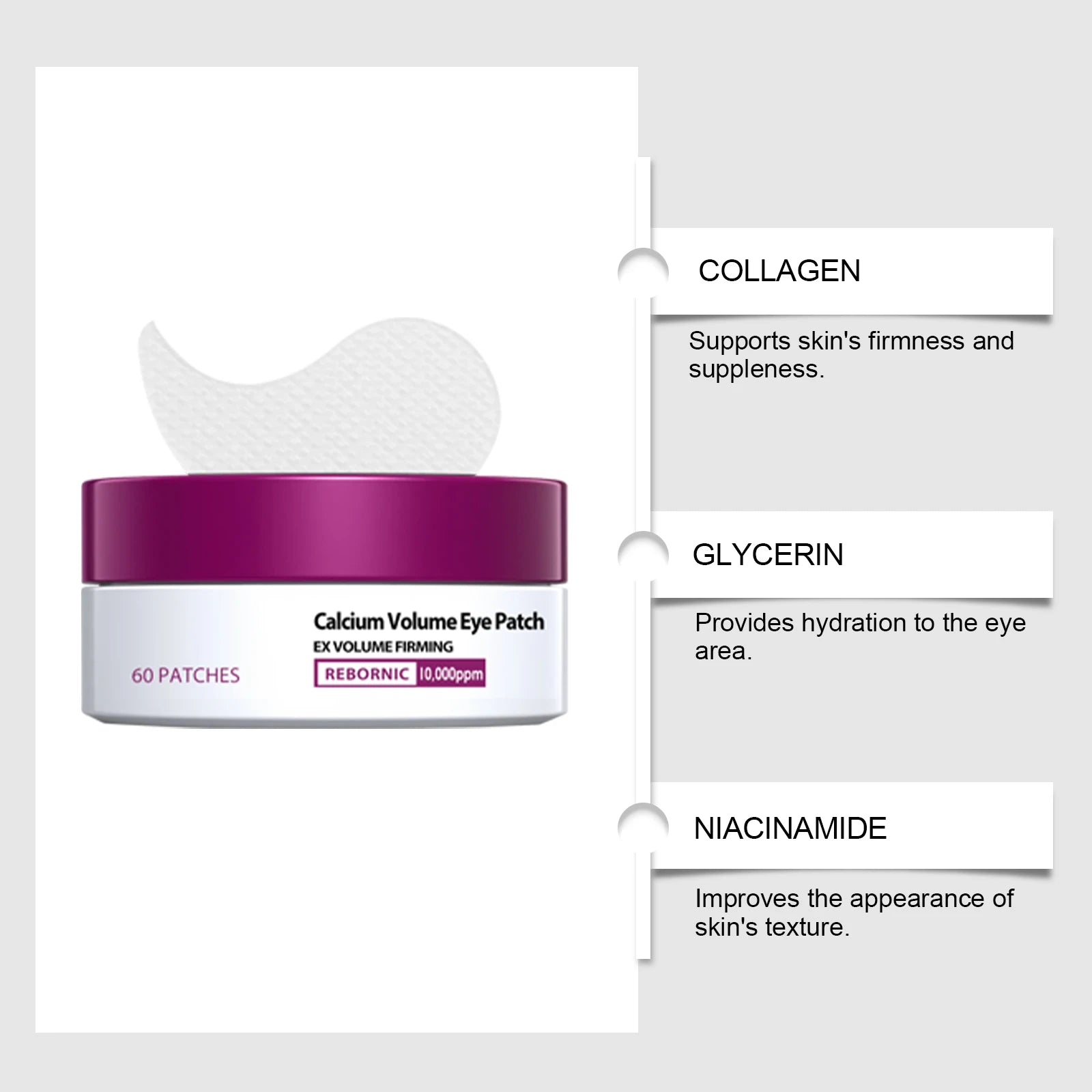 Calcium Skincare Set Anti-Aging Calcium Volume Facial Serum Eye Patches Multi Balm Fade Fine Lines Reduce Dark Circles Nourishes Qme
