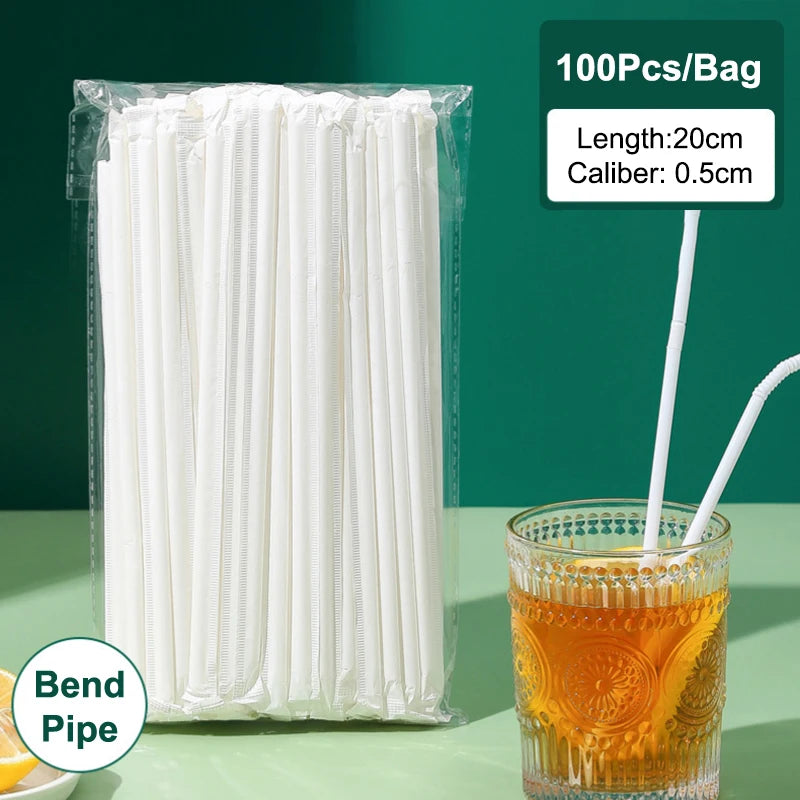 100 300 Disposable Drinking Straw Transparent Plastic Milk Smoothie Qme A7