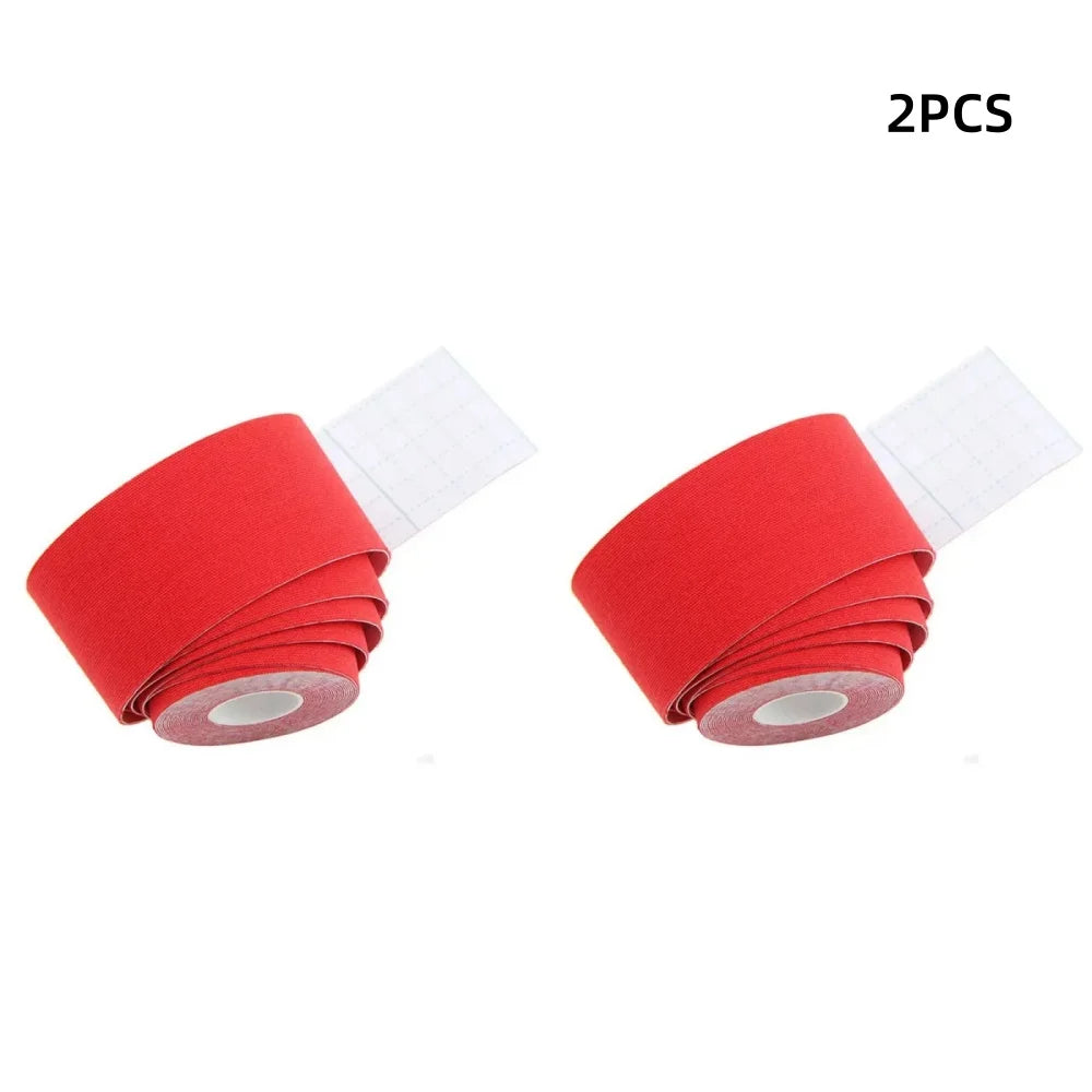 Sports Kinesio Tape Muscle Kinesiology Elastic Knee Pain Relief Strain Patch Athletic Recovery Stickers Fitness Bandages Qme Red-2pcs