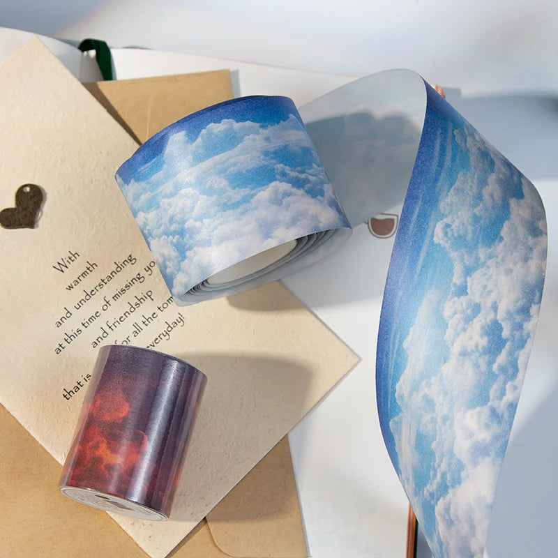 50mm*2m Ins Colorful Clouds Washi Tape DIY Scrapbook Planner Diary Stickers Masking Tapes Aesthetic Stationery Office Supplies Qme