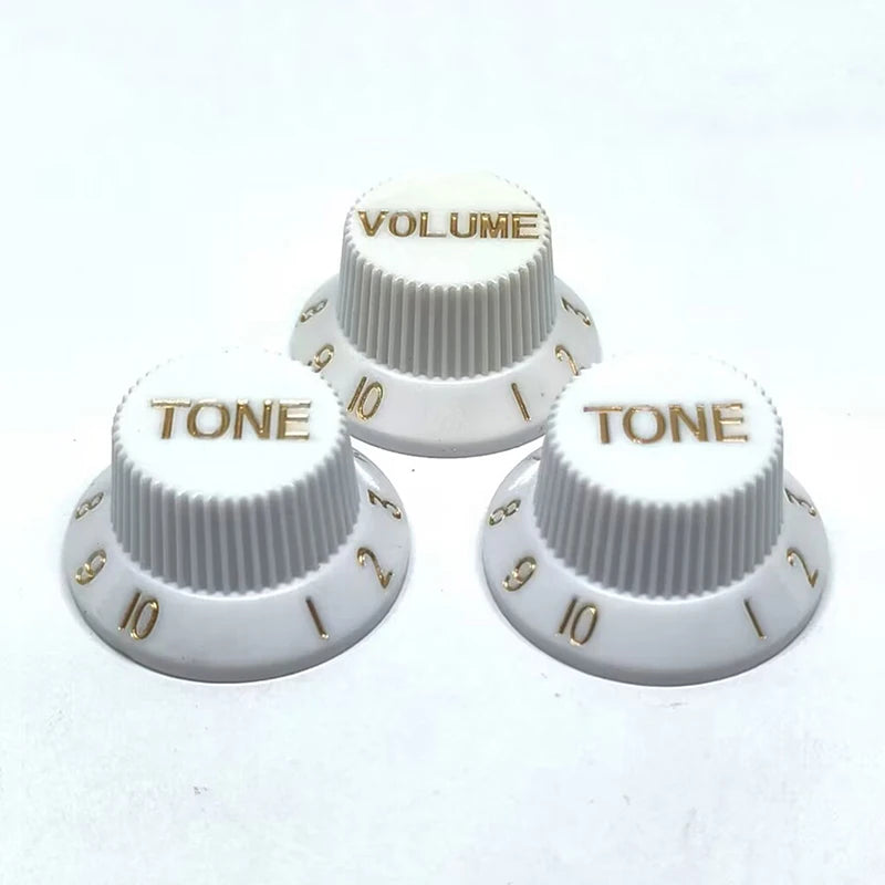 Plastic ST Guitar Knobs 2T1V Volume Tone Control Hat Caps Buttons Qme White