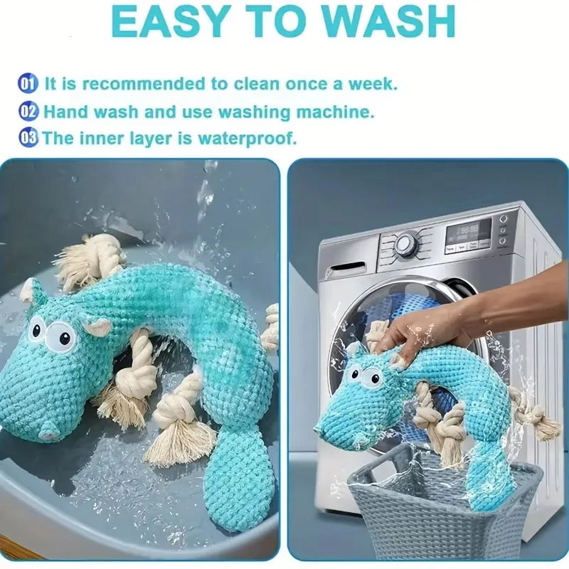 Blue Hippopotamus Squeezing Dog Toy, Pineapple Plush Suitable for Dogs to Interact, Play, Bite Qme