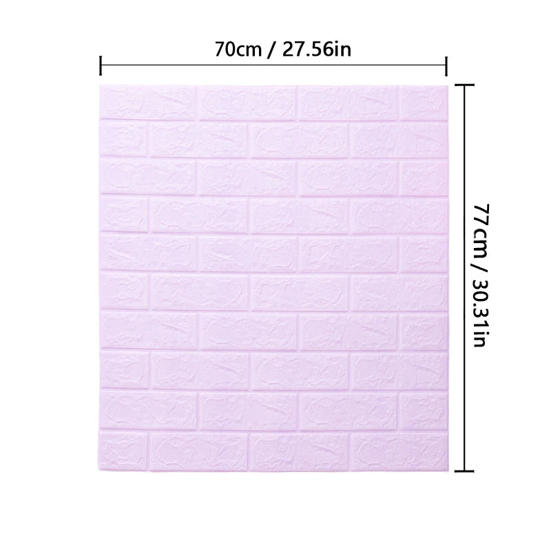 1-10pcs 77cm*70cm 3DWall Sticker Solid Color Faux Brick Bedroom Home Decor Waterproof Self Adhesive DIY Living Room Wallpaper Qme purple 10pcs-77cmX70cm