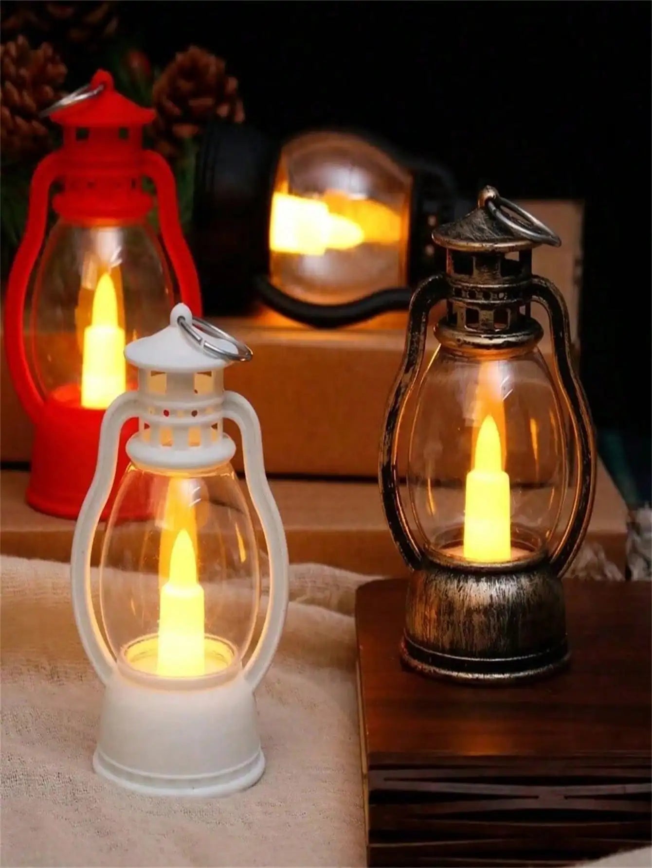 Horse Lights Oil Lamps Candle Night Christmas Atmosphere Flashing LED Qme