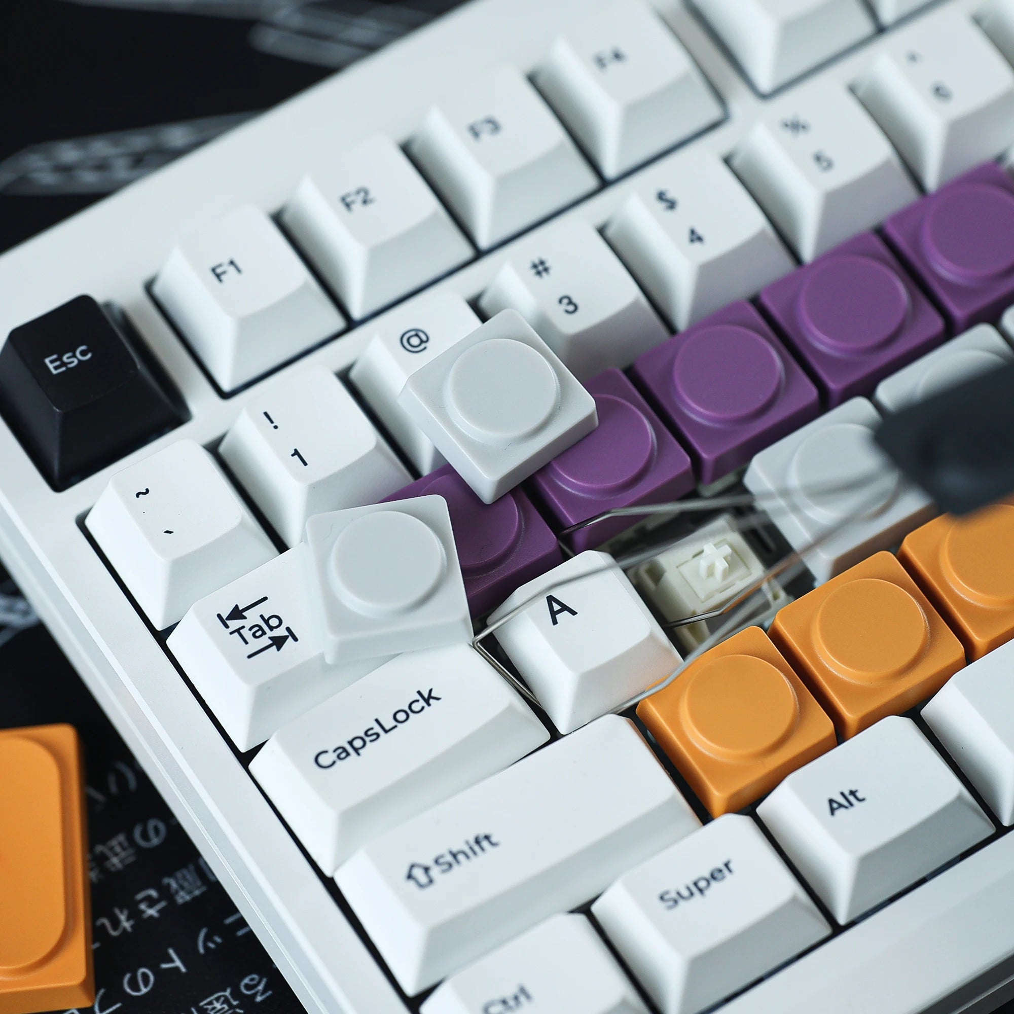 7PCS CHOSFOX Keycaps Low Profile ABS Keycaps for Gateron Low Profile MX Switch Mechanical Keyboard Ultra Thin Purole Yellow Grey Qme