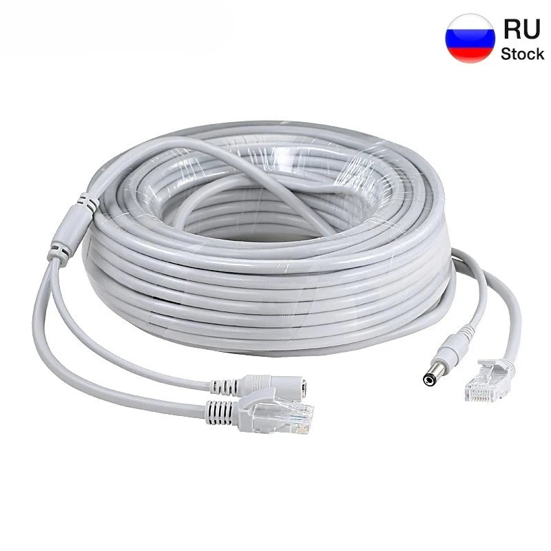 1PCS HD Surveillance Camera Cable RJ45 Ethernet DC Power Integrated Thickened Monitoring Tail Cable Qme