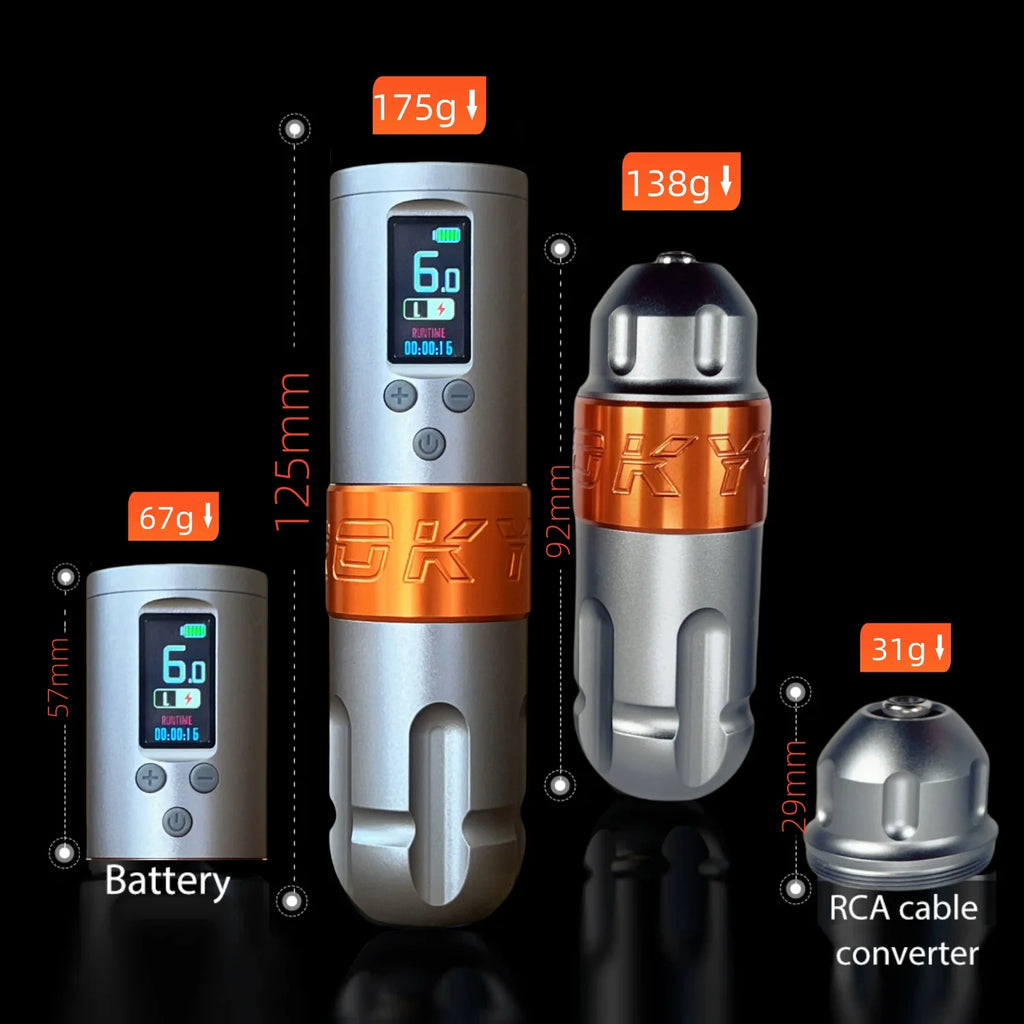 ROKYO Direct Drive Wireless Tattoo Pen Machine 4.0mm Stroke 1600mAh Light Weight Brushless Motor Power For Liner Shading Tattoo Qme