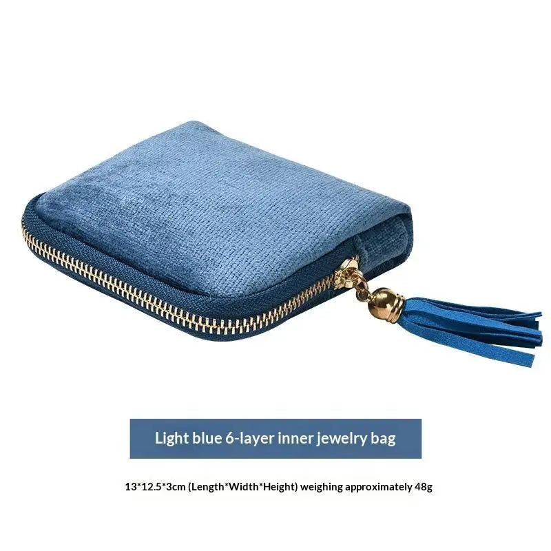 Soft Velvet Portable Jewelry Storage Bag Multi Slots Golden Zipper For Travel Bracelet Earring Necklace Storage Qme A1