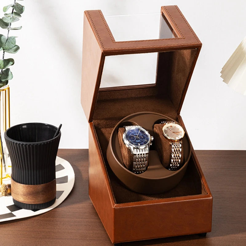2 Slots Watch Winder for Automatic Watches Watch Box Automatic Winder Use USB Cable for Men with Quiet Motor Qme D style