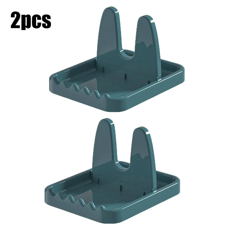 Foldable Pot Holder Plastic Spoon Holder Vertical Kitchen Storage Rack Suitable For Ladle Forks And Lid Rack Storage Rack Qme blue-2pcs
