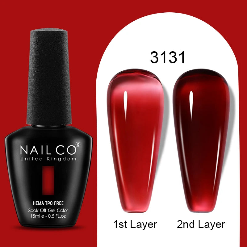 Nailco Jelly Gel Nail Polish Transparent Varnishes 44 Colors Red Pink